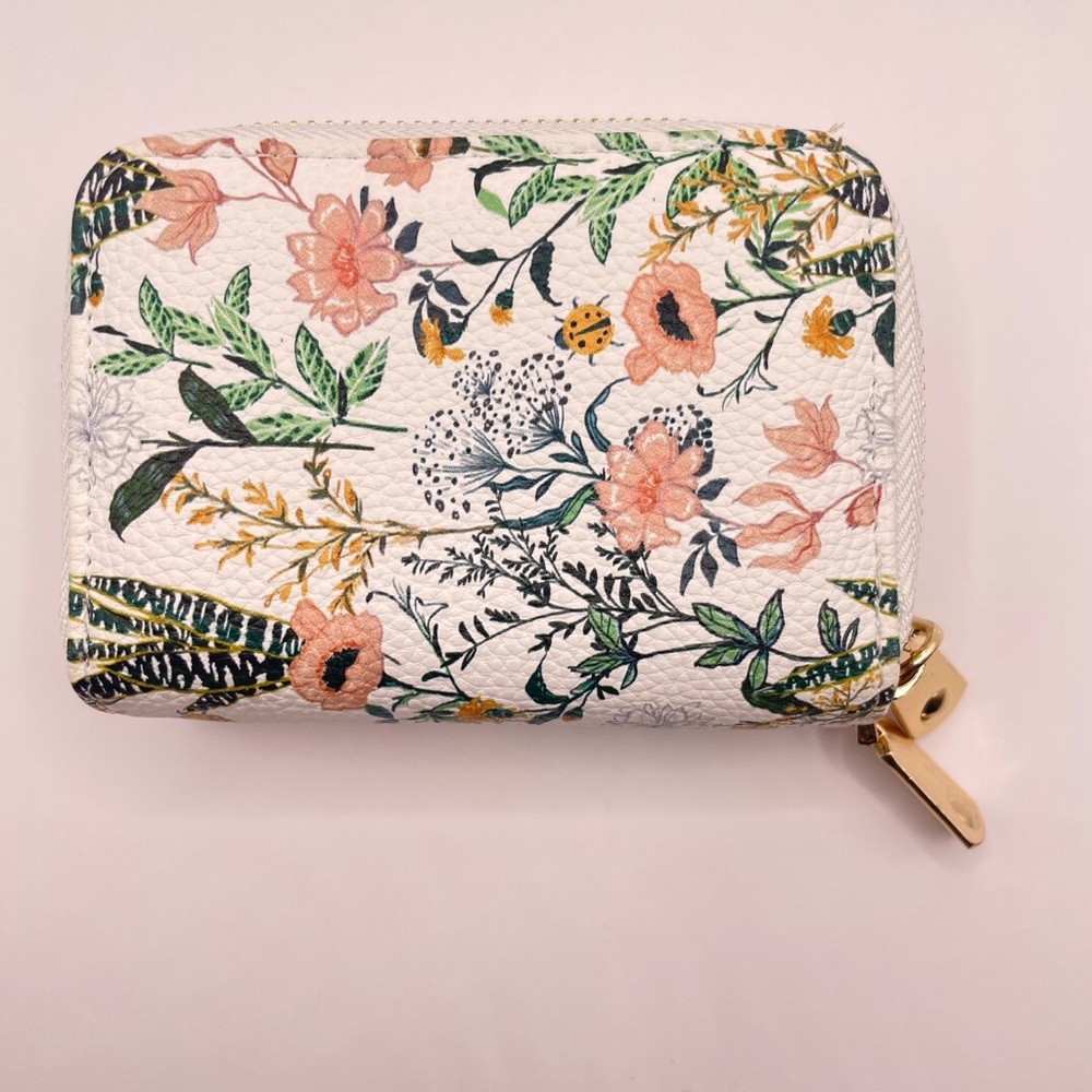 Floral Zipper Wallet with ID Window